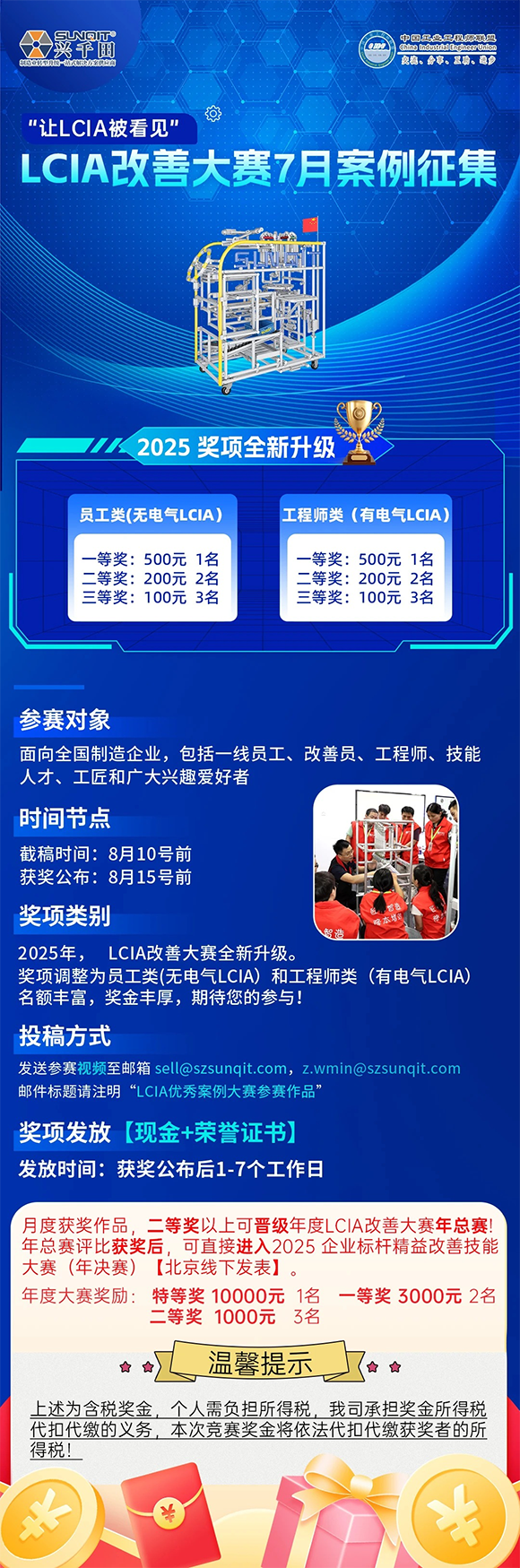 【征集令】| 低成本智能自働化（<a href='/zhinengyingyuan.htm' class='keys' title='點擊查看關(guān)于LCIA的相關(guān)信息' target='_blank'>LCIA</a>）七月度案例大賽，案例征集!